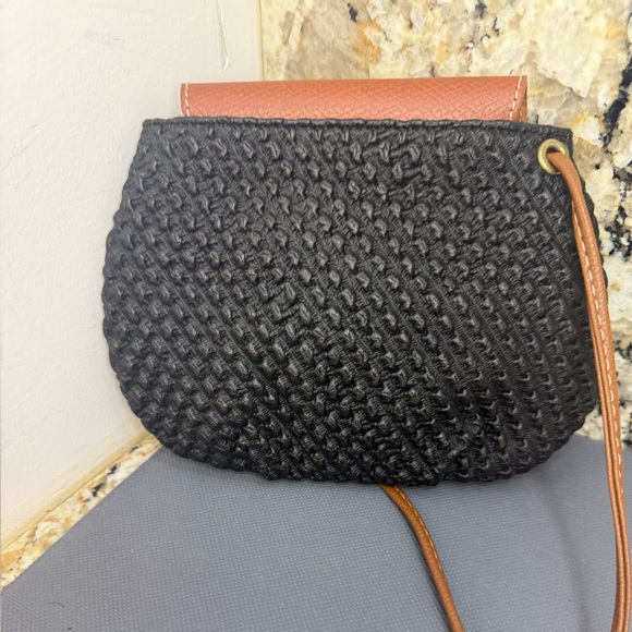 EUC Longchamp Mini Woven Leather Brown Black Crossbody Luxury Bag - Picture 3 of 10